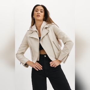 Genuine Leather Biker Jacket Lamarque Removable Hood Size XS - Retail $675